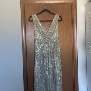 NWT Kate Kasin Gold Sequin Gown
